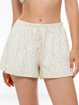 Ribbed shorts with a pink flower gusset