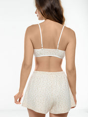 Ribbed shorts with a pink flower gusset