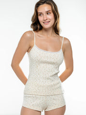 Ribbed T-shirt pink flower