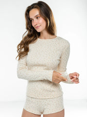 Ribbed longsleeve (without button) pink flower
