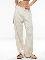Ribbed wide pants pink flower