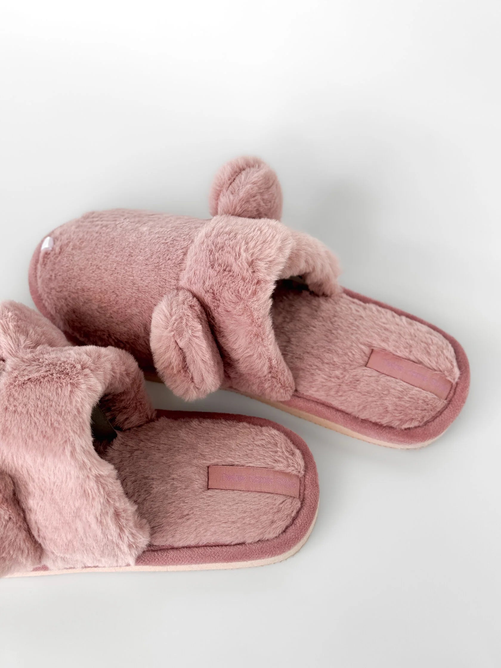 Women's HS fur slippers with ears pink