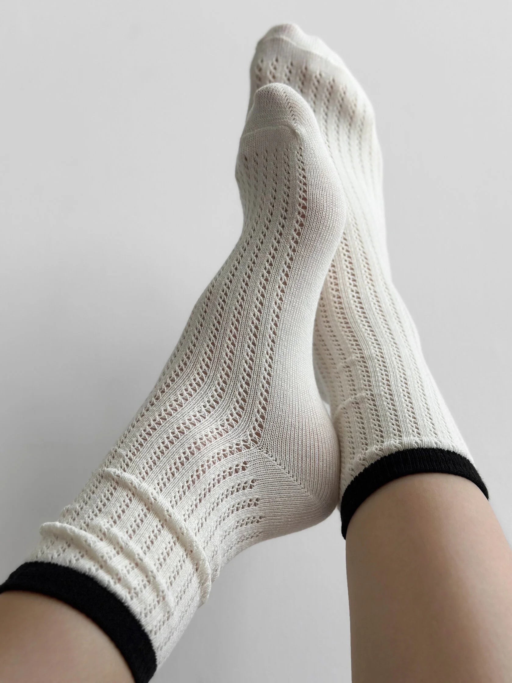 White cotton lace socks