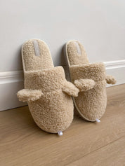 Children's fur slippers TEDDI milk