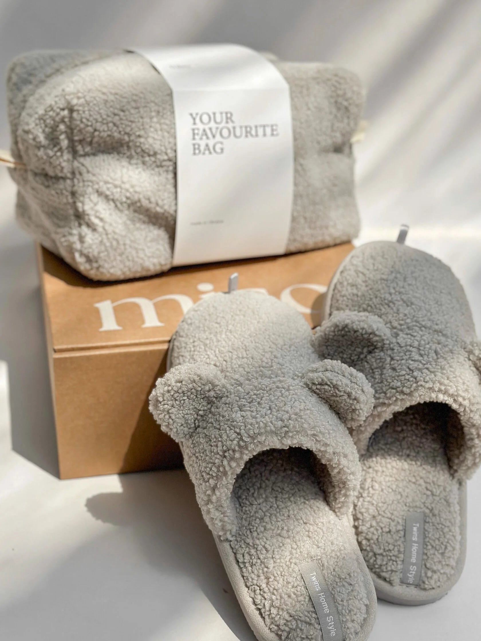 Women's HS fur slippers TEDDI grey