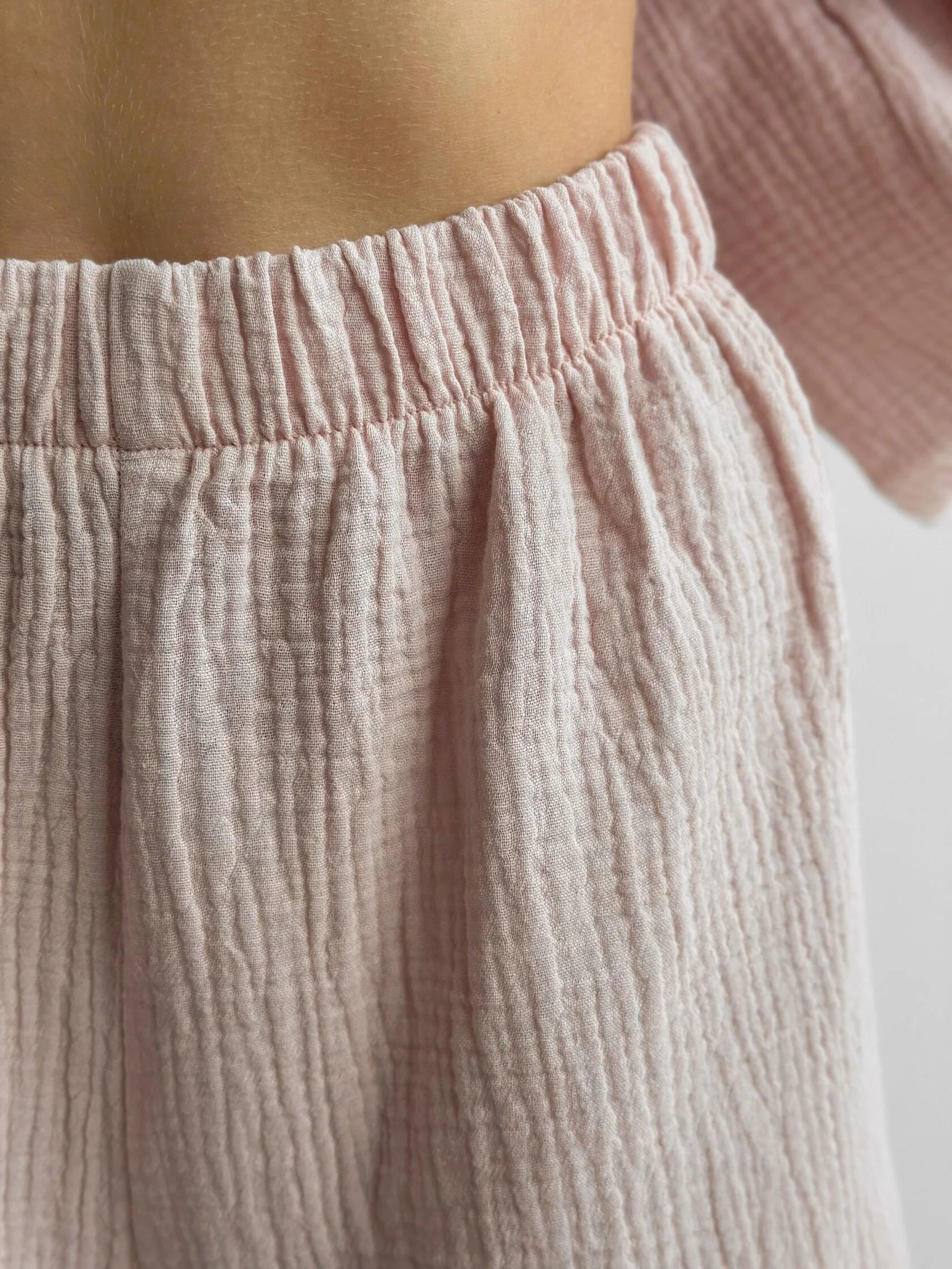 Muslin set 2-layer kimono+shorts powder