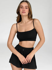 Ribbed strappy top black