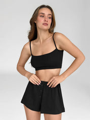 Ribbed strappy top black