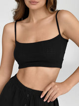 Ribbed strappy top black
