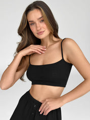 Ribbed strappy top black