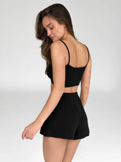 Ribbed strappy top black