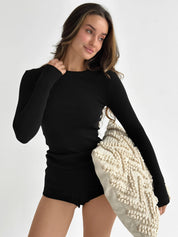Ribbed longsleeve (without button) black