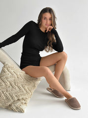 Ribbed longsleeve (without button) black