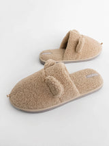 Children's fur slippers TEDDI milk
