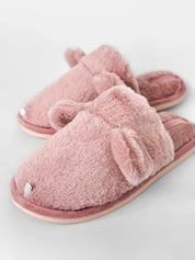 Women's HS fur slippers with ears pink