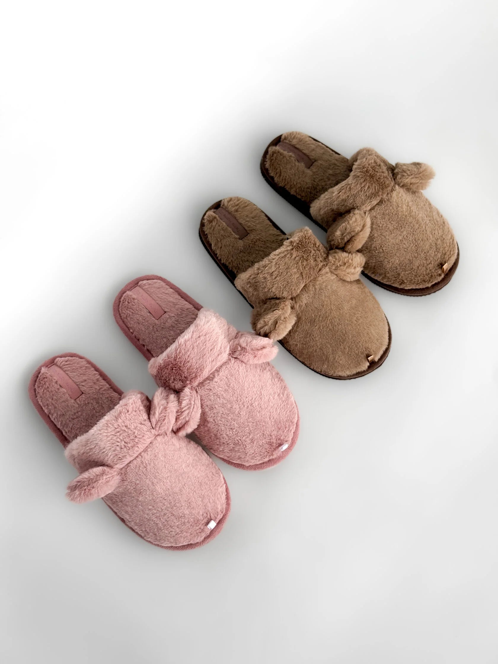 Women's HS fur slippers with ears pink