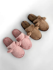 Women's HS fur slippers with ears pink