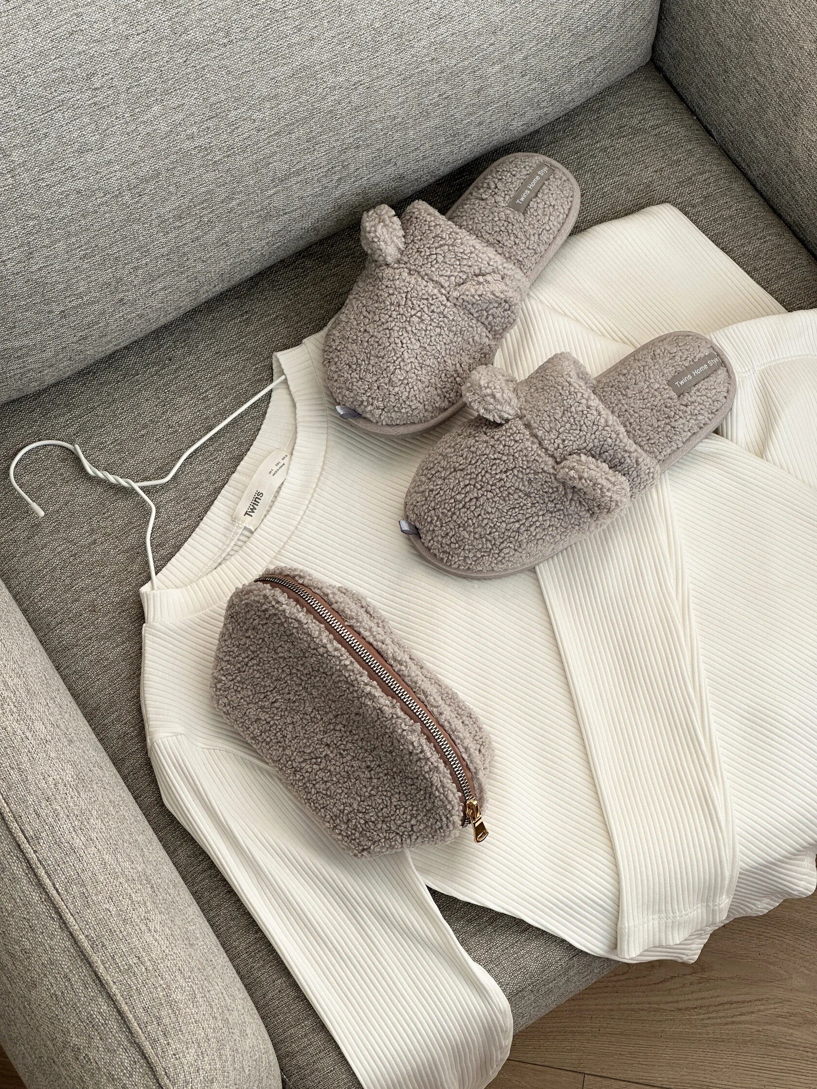 Women's HS fur slippers TEDDI grey