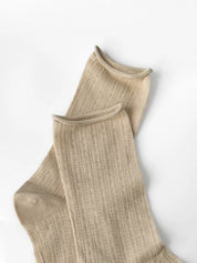 Beige cotton openwork socks
