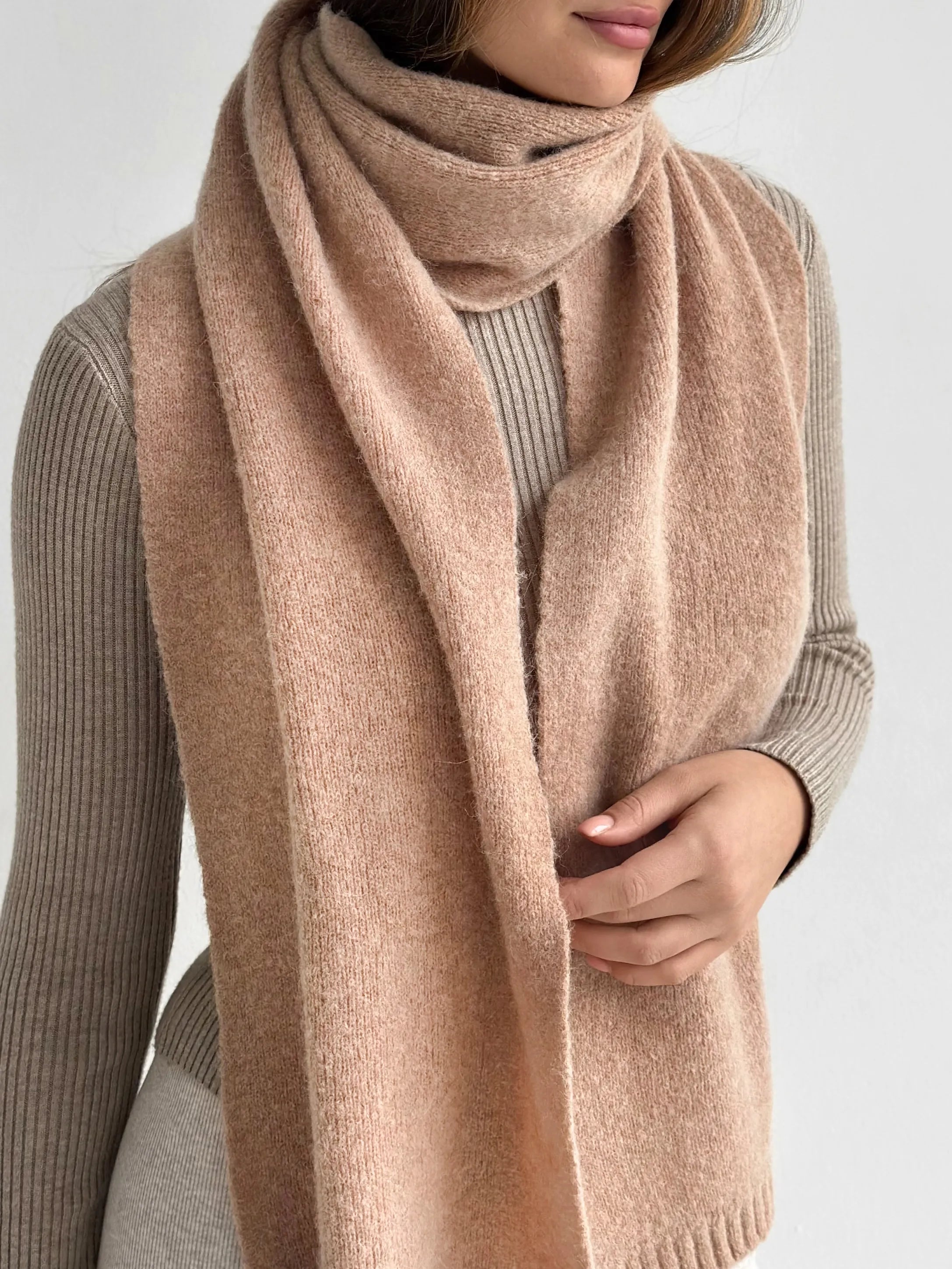 Women's peach Alpaca scarf