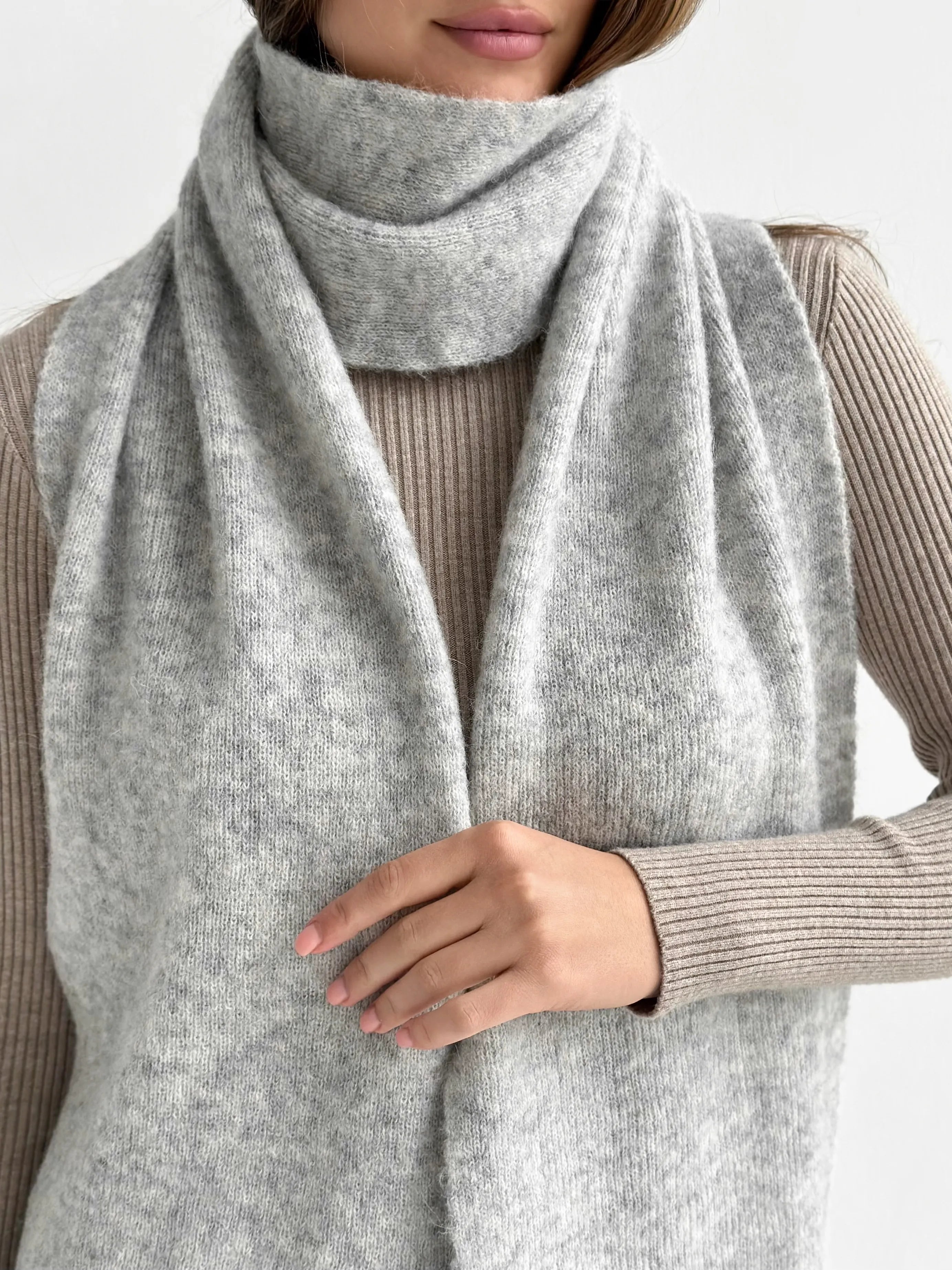 Women's scarf gray Alpaca