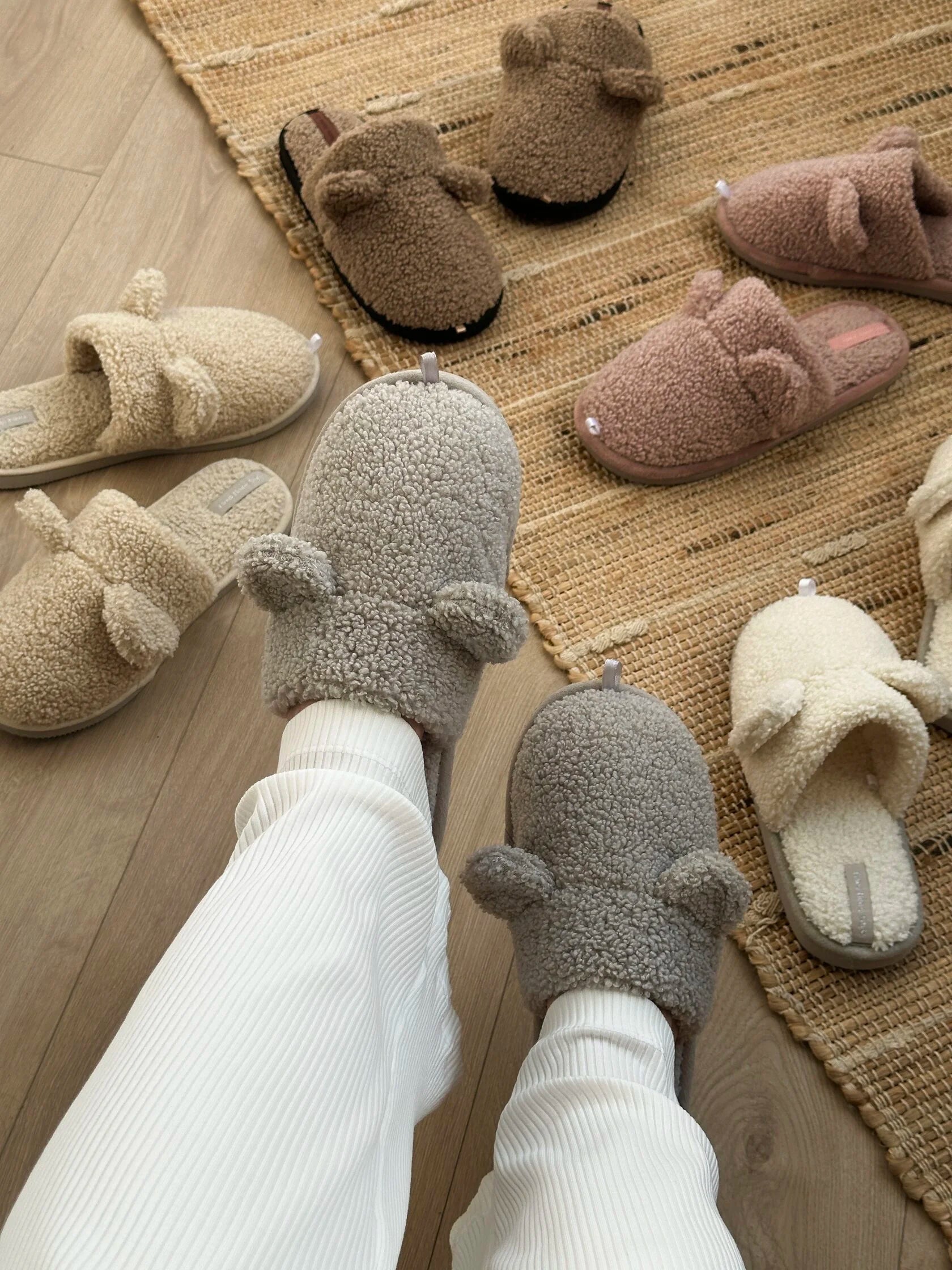 Women's HS fur slippers TEDDI grey