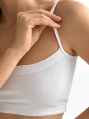 Ribbed set Strappy top and Mini shorts white