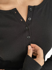 Ribbed long sleeve jumpsuit black