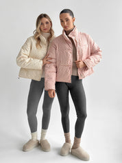 Puffer jacket with polka dot collar, powder onesize