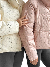 Puffer jacket with polka dot collar, powder onesize