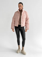 Puffer jacket with polka dot collar, powder onesize
