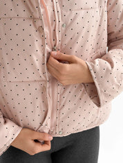Puffer jacket with polka dot collar, powder onesize