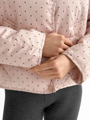 Puffer jacket with polka dot collar, powder onesize