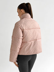 Puffer jacket with polka dot collar, powder onesize
