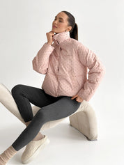 Puffer jacket with polka dot collar, powder onesize