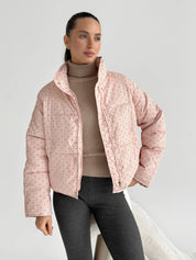 Puffer jacket with polka dot collar, powder onesize