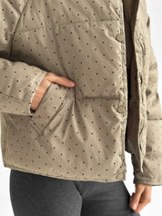 Puffer jacket with polka dot collar, cappuccino onesize