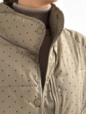 Puffer jacket with polka dot collar, cappuccino onesize