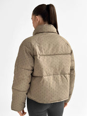Puffer jacket with polka dot collar, cappuccino onesize
