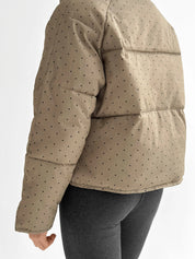 Puffer jacket with polka dot collar, cappuccino onesize