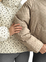 Puffer jacket with polka dot collar, cappuccino onesize