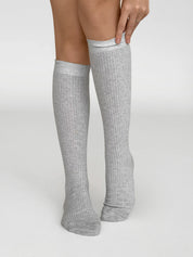 Silver melange knee-high socks