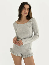 Knitwear Coolir set of long sleeves and ruffled shorts gray