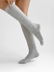 Silver melange knee-high socks