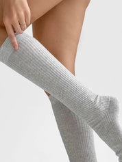 Silver melange knee-high socks