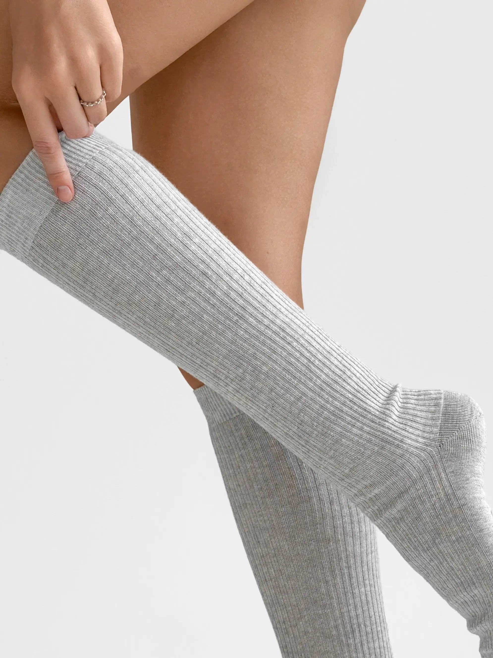 Silver melange knee-high socks