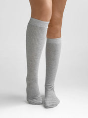 Silver melange knee-high socks