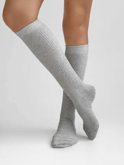 Silver melange knee-high socks