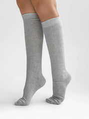Silver melange knee-high socks