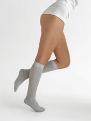 Silver melange knee-high socks
